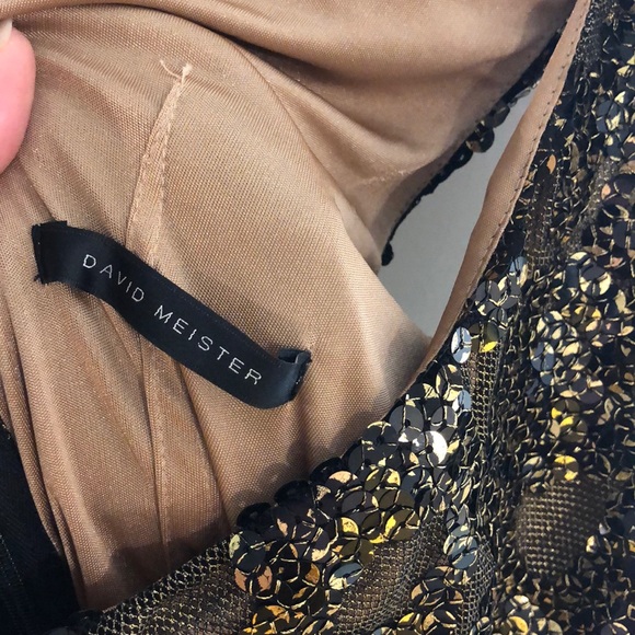 ⭐️DAVID MEISTER⭐️ ONE SHOULDER SEQUIN PROM WEDDING PARTY GOWN - Picture 8 of 8